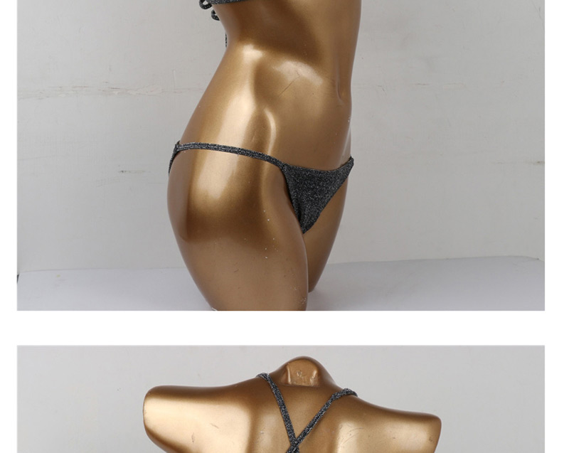 Fashion Black Chest Pad V Buckle Solid Color Gold And Silver Bikini,Bikini Sets