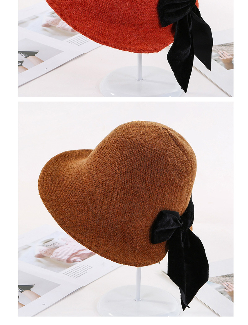 Fashion Caramel Colour Knit Fisherman Hat With Bow Tie,Sun Hats