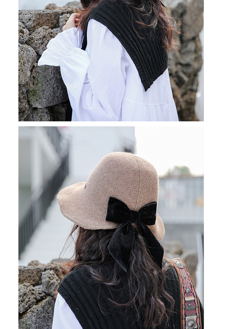 Fashion Black Knit Fisherman Hat With Bow Tie,Sun Hats