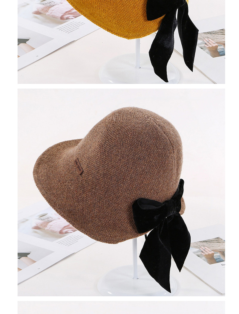 Fashion Dark Gray Knit Fisherman Hat With Bow Tie,Sun Hats