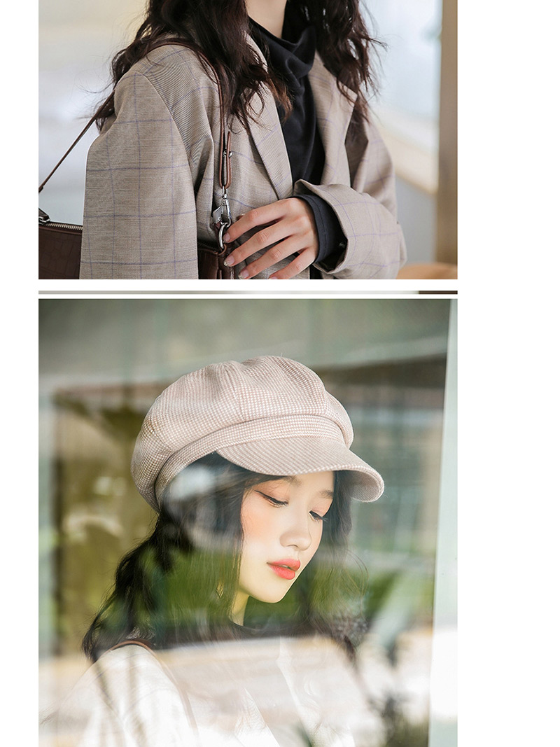 Fashion Beige Plus Velvet Padded Woven Knit Cashmere Beret,Sun Hats