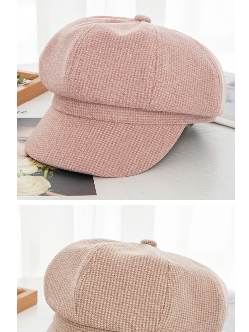 Fashion Pink Plus Velvet Padded Woven Knit Cashmere Beret,Sun Hats