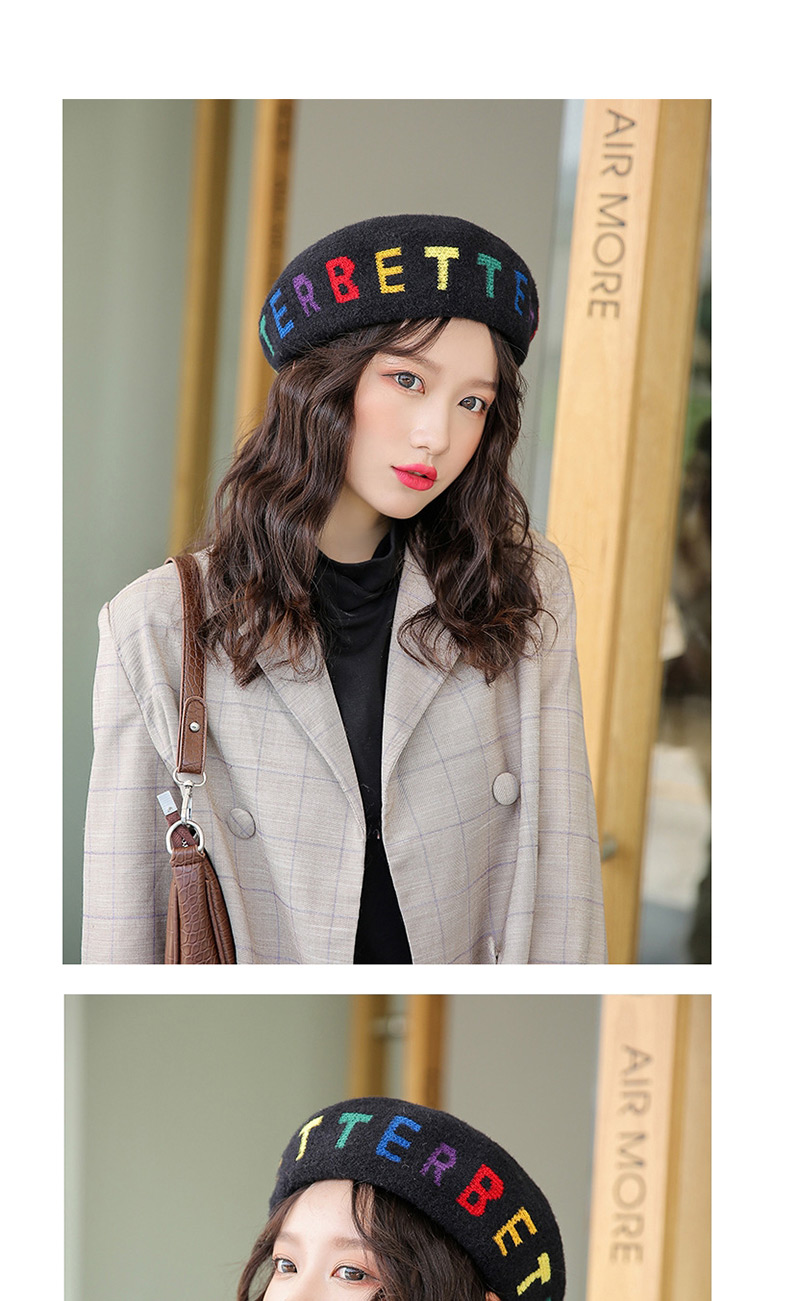 Fashion Gray Velvet Letter Beret,Sun Hats