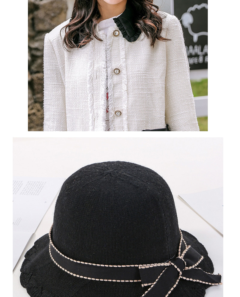 Fashion Khaki Bow Lace Openwork Knit Fisherman Hat,Sun Hats