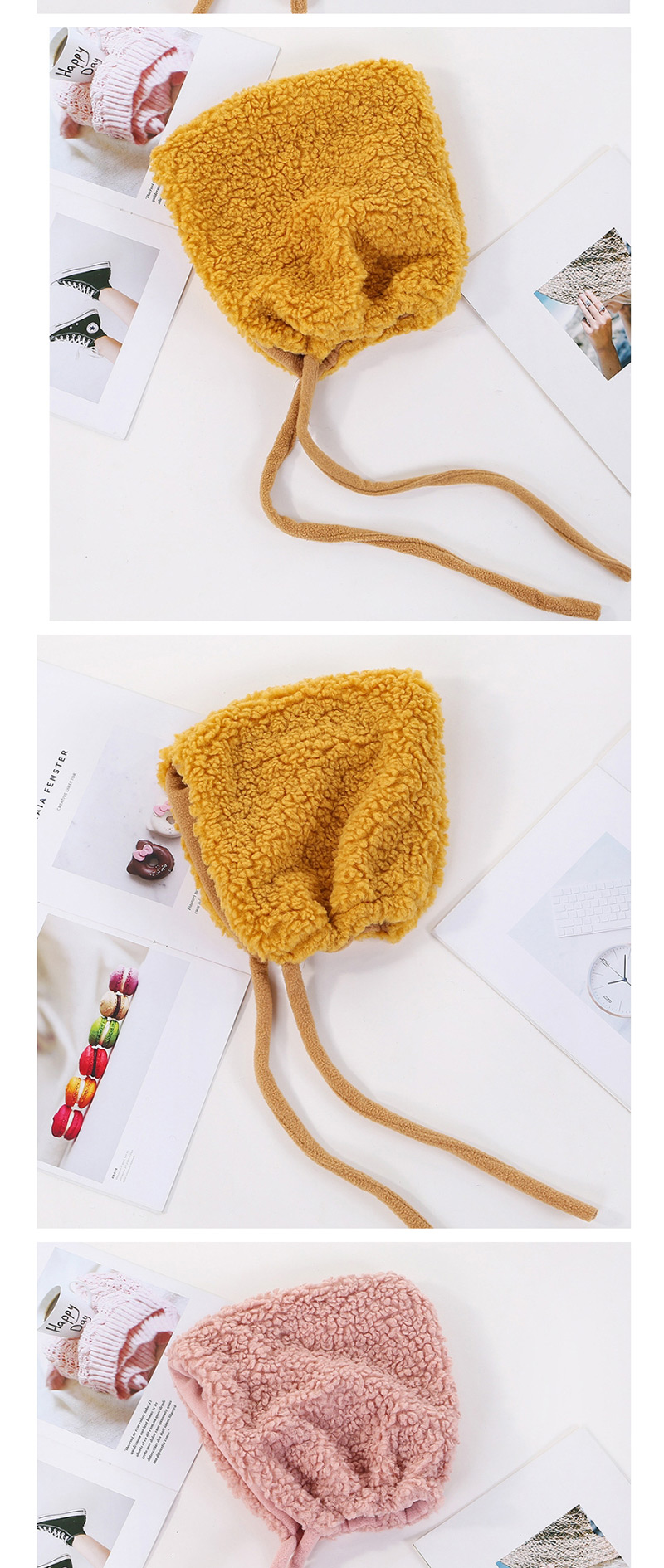 Fashion Coffee Color (adult) Thickened Lambskin Knit Plus Velvet Pointed Parent-child Cap,Sun Hats