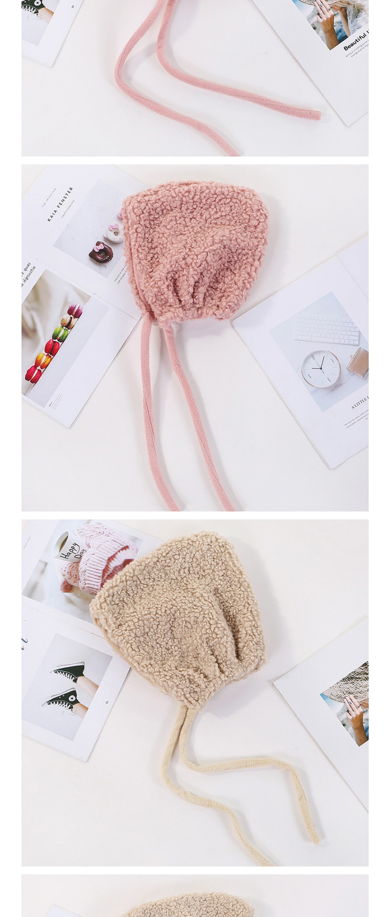 Fashion Pink (child) Thickened Lambskin Knit Plus Velvet Pointed Parent-child Cap,Sun Hats