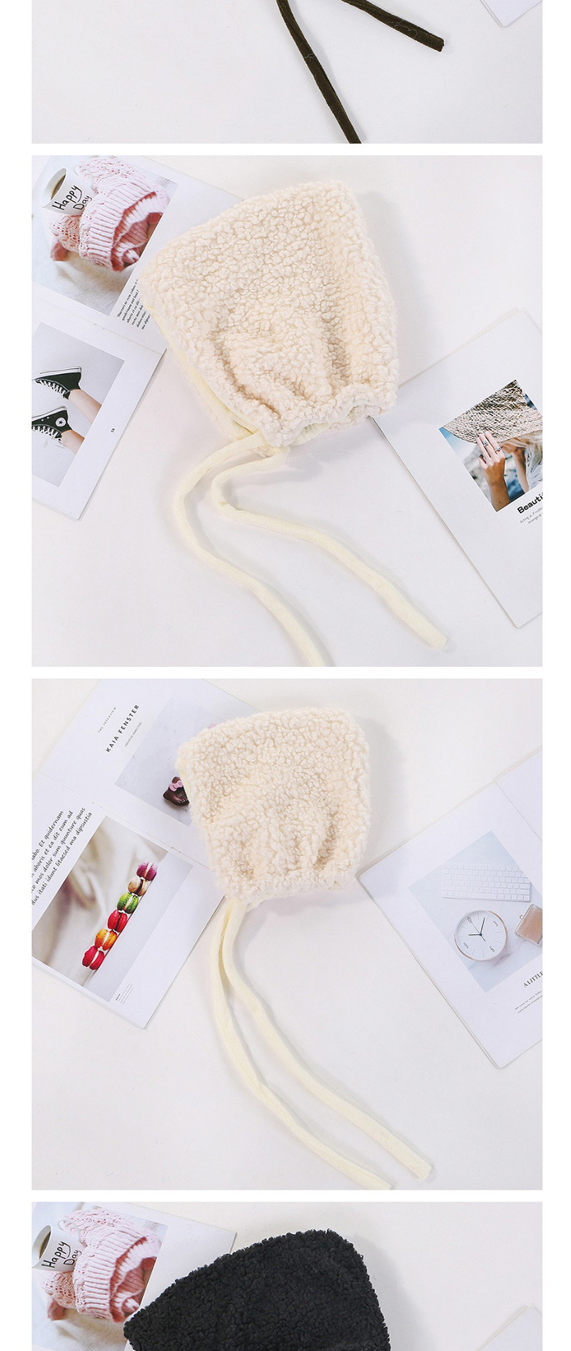 Fashion White (child) Thickened Lambskin Knit Plus Velvet Pointed Parent-child Cap,Sun Hats
