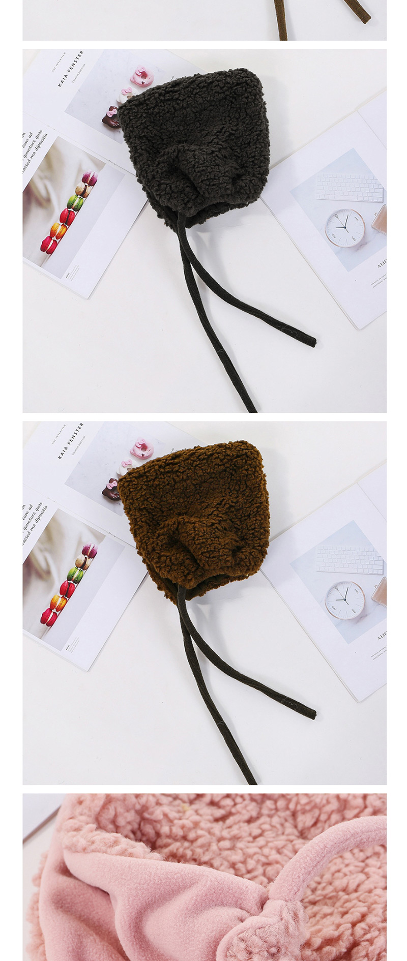 Fashion Camel (adult) Thickened Lambskin Knit Plus Velvet Pointed Parent-child Cap,Sun Hats