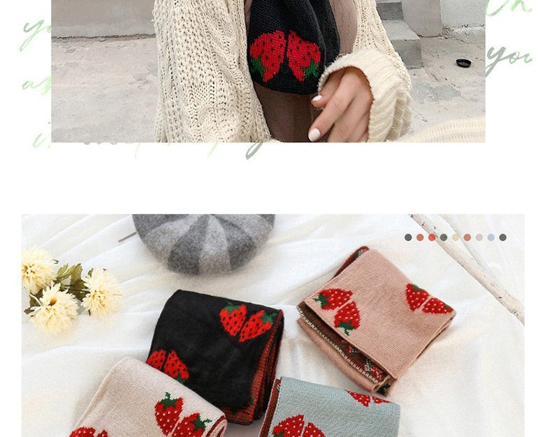 Fashion Pink Strawberry Knit Wool Scarf,knitting Wool Scaves