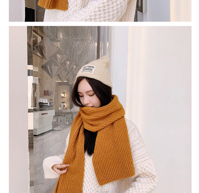 Fashion Ginger Yellow Knitted Wool Scarf,knitting Wool Scaves