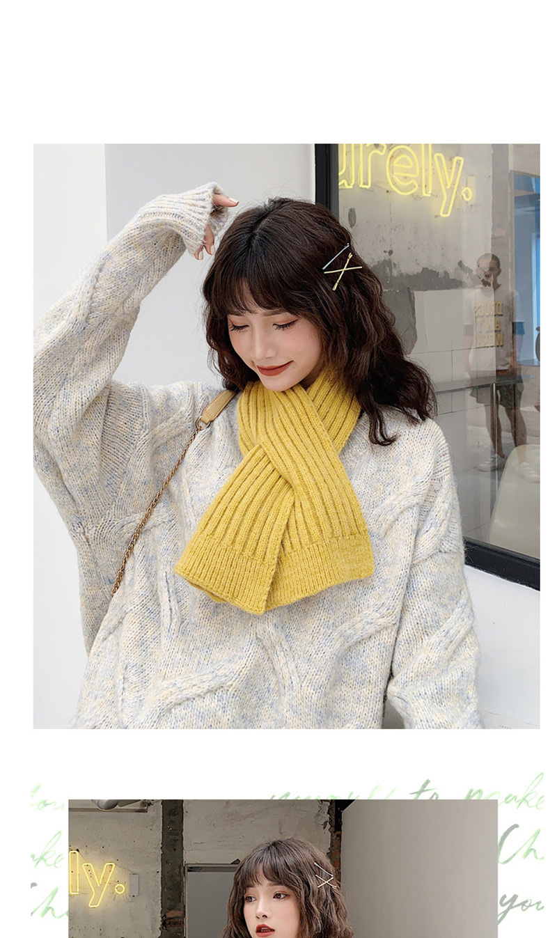 Fashion Ginger Yellow Knitted Short Scarf,knitting Wool Scaves