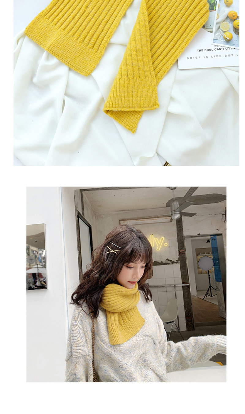 Fashion Ginger Yellow Knitted Short Scarf,knitting Wool Scaves