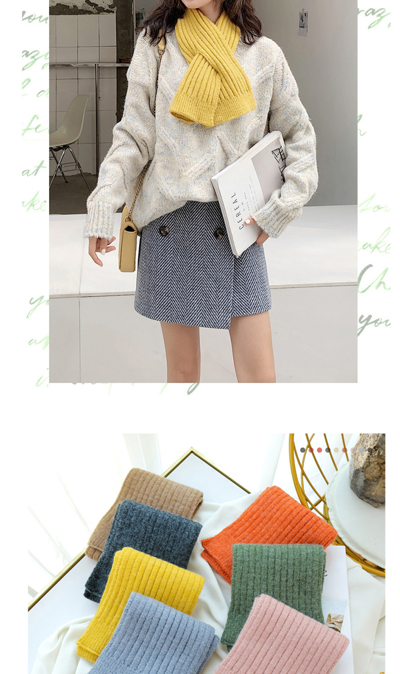 Fashion Beige Knitted Short Scarf,knitting Wool Scaves