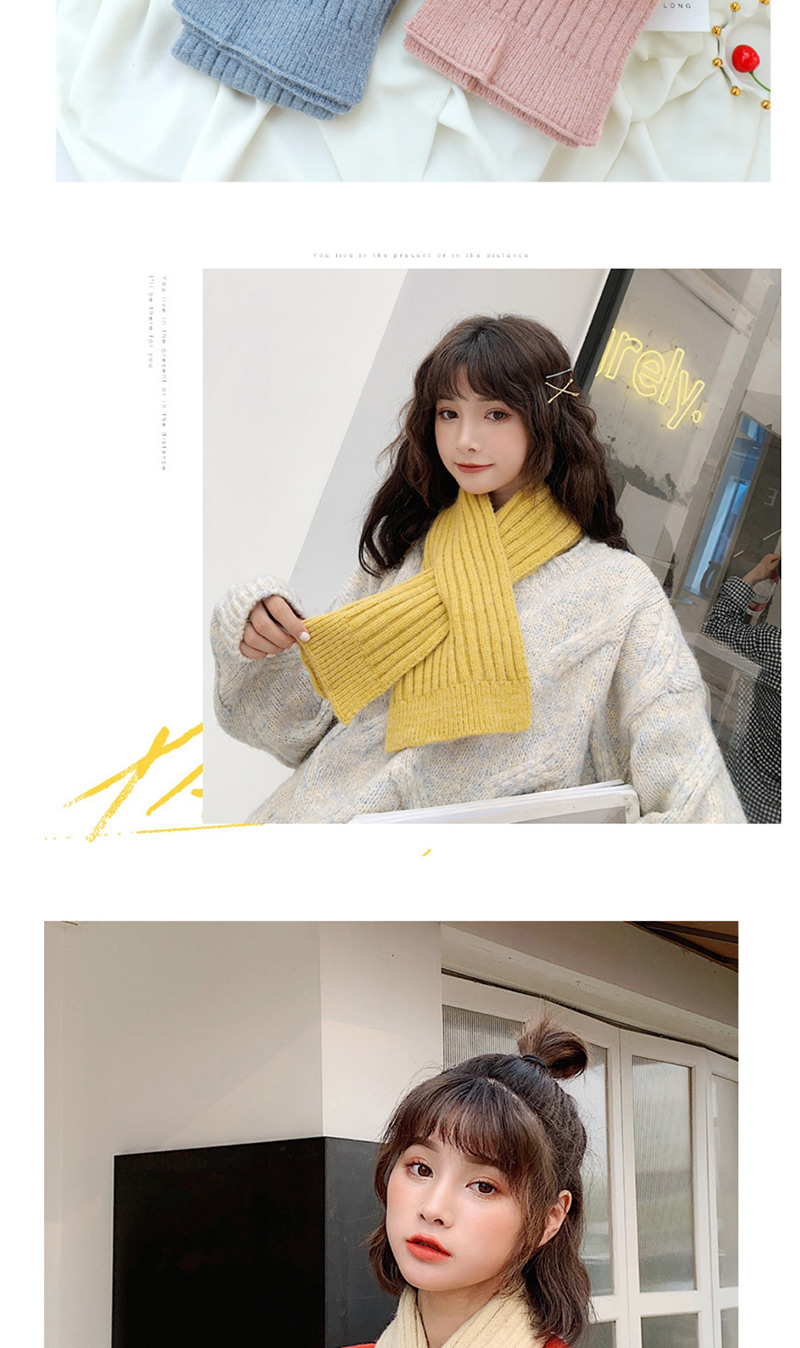 Fashion Denim Blue Knitted Short Scarf,knitting Wool Scaves