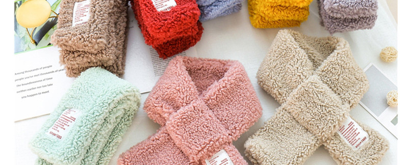 Fashion Pink Lamb Velvet Cross Baby Bib,knitting Wool Scaves