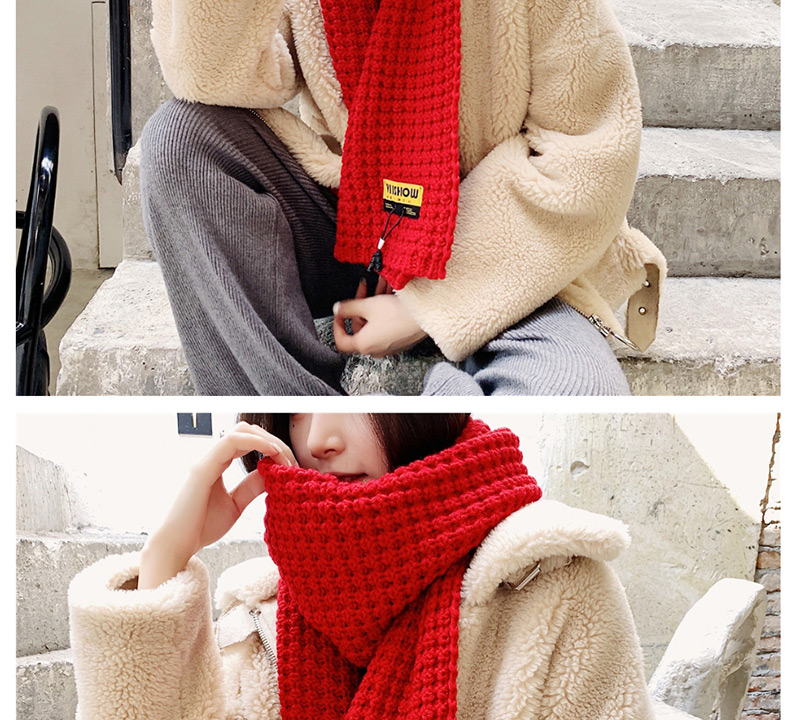 Fashion Big Red Knitted Wool Scarf,knitting Wool Scaves