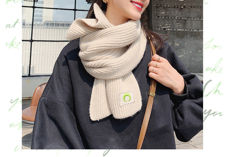 Fashion Beige Knitted Crescent Long Scarf,knitting Wool Scaves