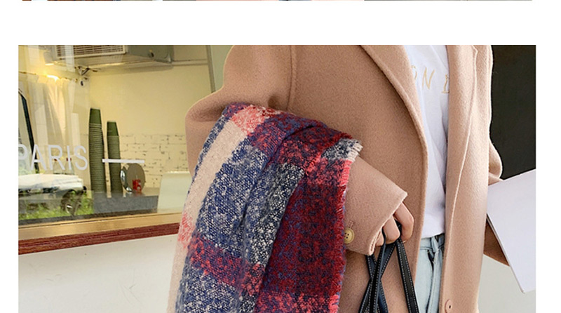 Fashion Lattice Thick Plaid Shawl Collar,knitting Wool Scaves