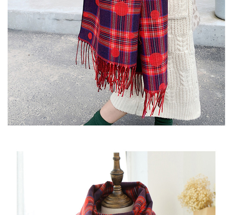 Fashion Red Wine Cashmere Plaid Shawl Bib Dual Purpose,knitting Wool Scaves