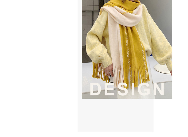 Fashion Yellow Long Thick Knitted Wool Scarf,knitting Wool Scaves