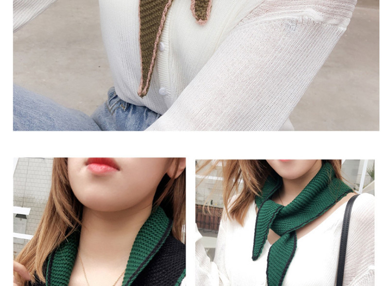 Fashion Green + Gray Hook Flower Triangle Scarf Shawl,knitting Wool Scaves
