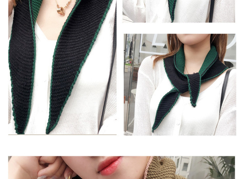 Fashion Black + Green Hook Flower Triangle Scarf Shawl,knitting Wool Scaves