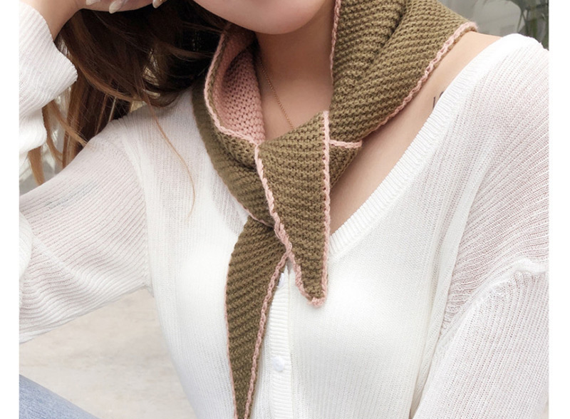 Fashion Green + Gray Hook Flower Triangle Scarf Shawl,knitting Wool Scaves