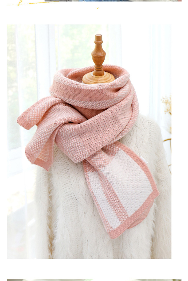 Fashion Pink Plaid Knit Thickened Bib,knitting Wool Scaves