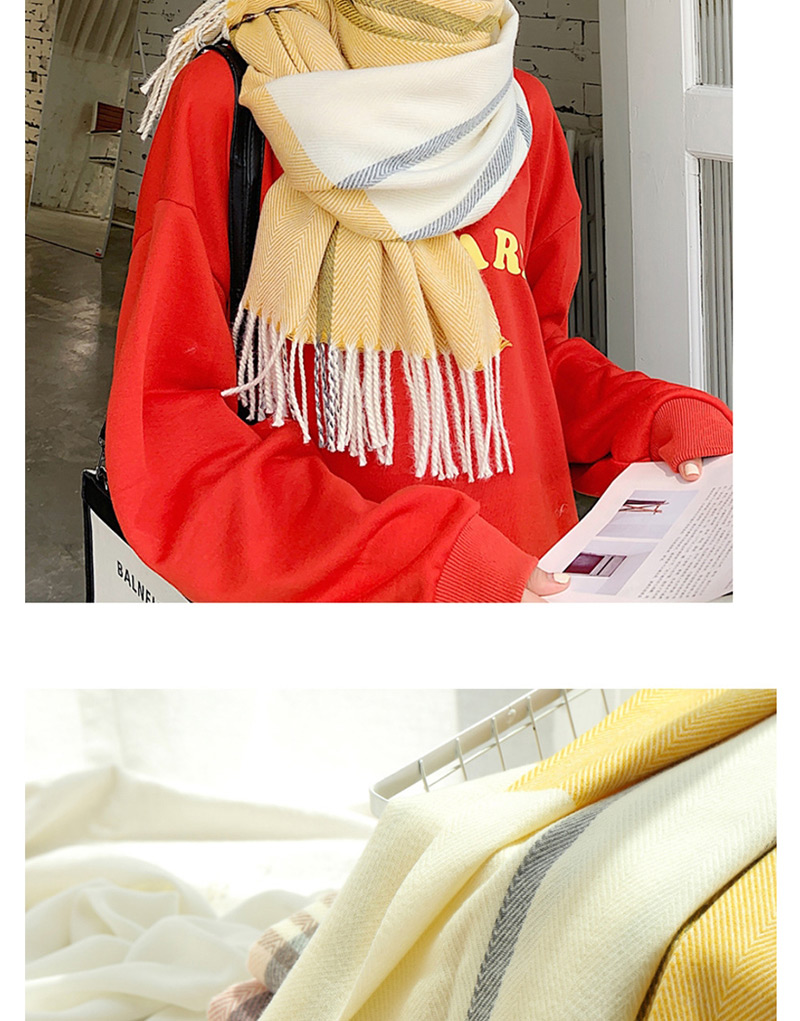 Fashion Yellow Herringbone Imitation Cashmere Shawl Scarf Dual Purpose,knitting Wool Scaves