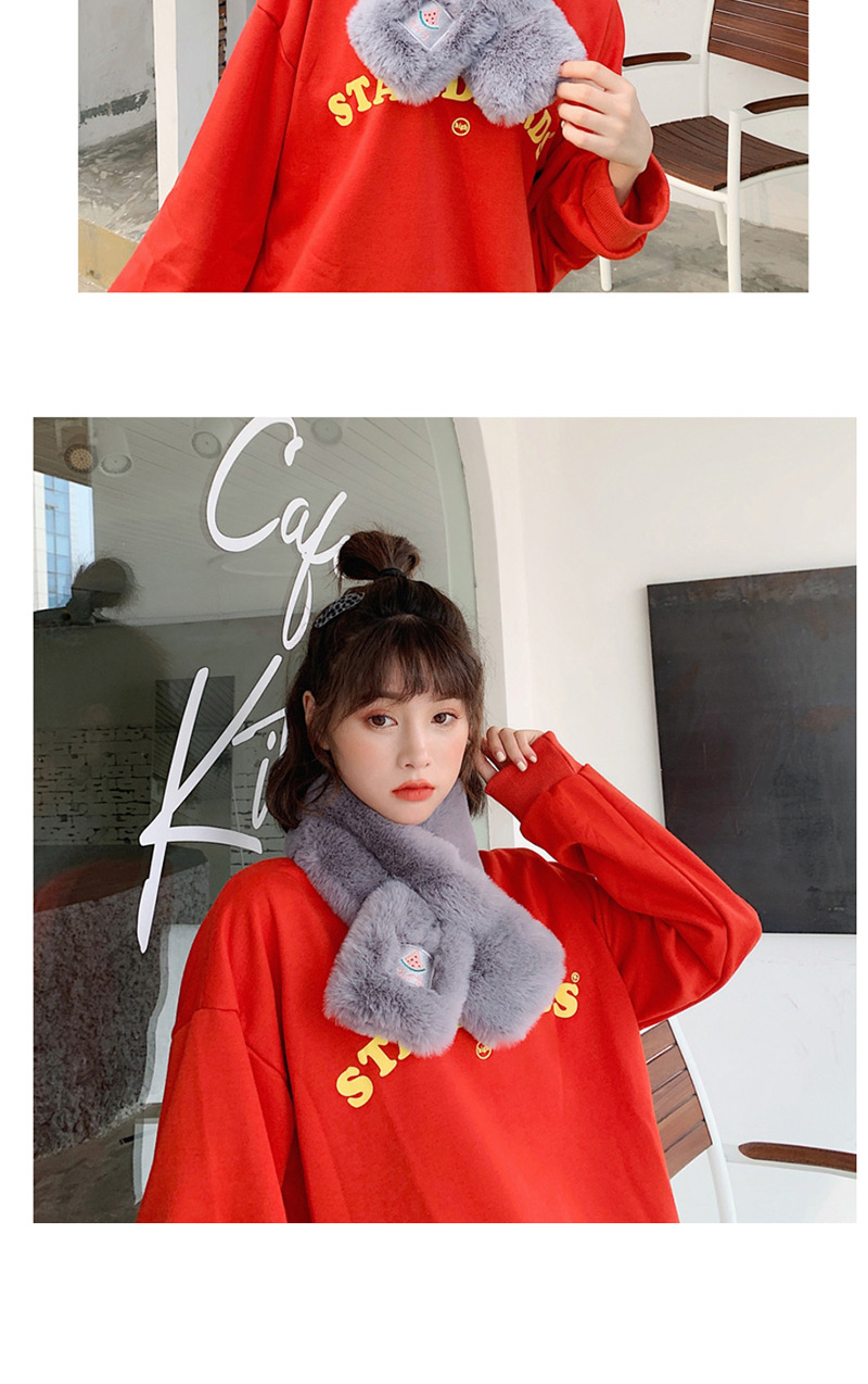 Fashion Gray-thick Version Fruit-like Rabbit Fur Collar,knitting Wool Scaves