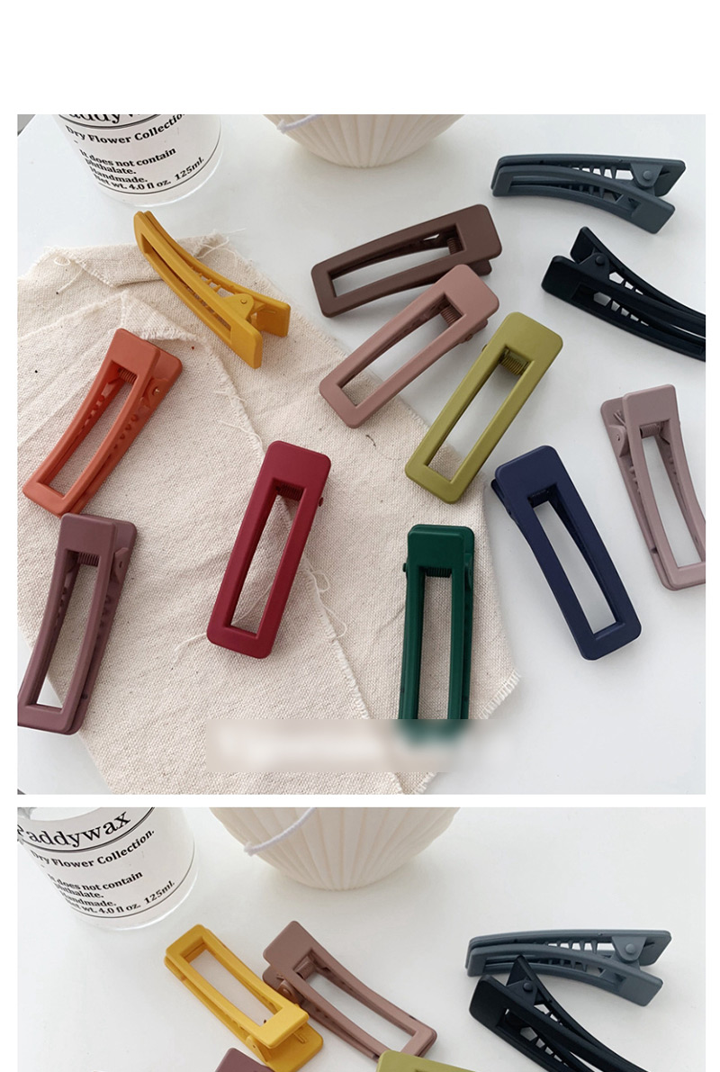 Fashion Square - Bean Color Matte Geometric Hair Clip (single Price),Hairpins