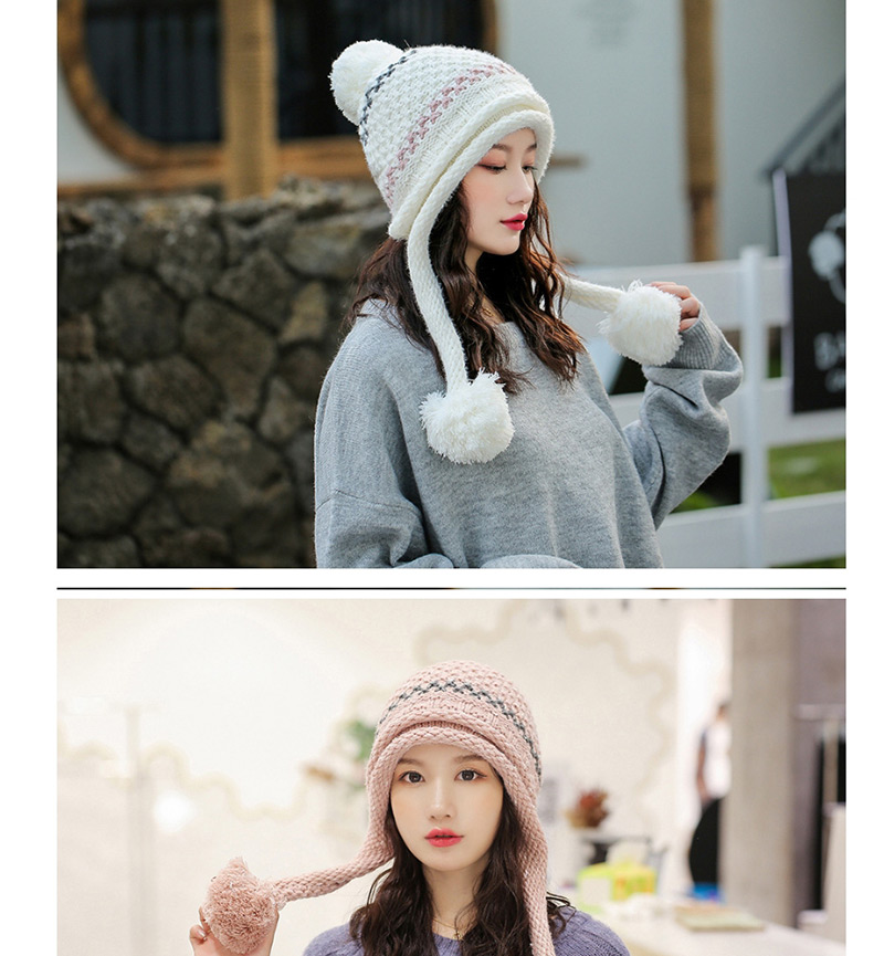 Fashion Yellow Double-layer Plus Velvet Color Matching Three Hair Ball Wool Cap,Knitting Wool Hats