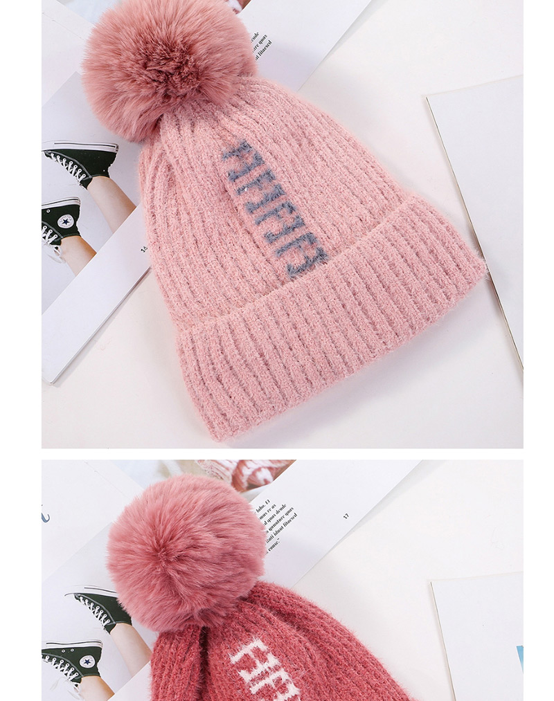 Fashion Pink Velvet Knitted Wool Cap,Knitting Wool Hats