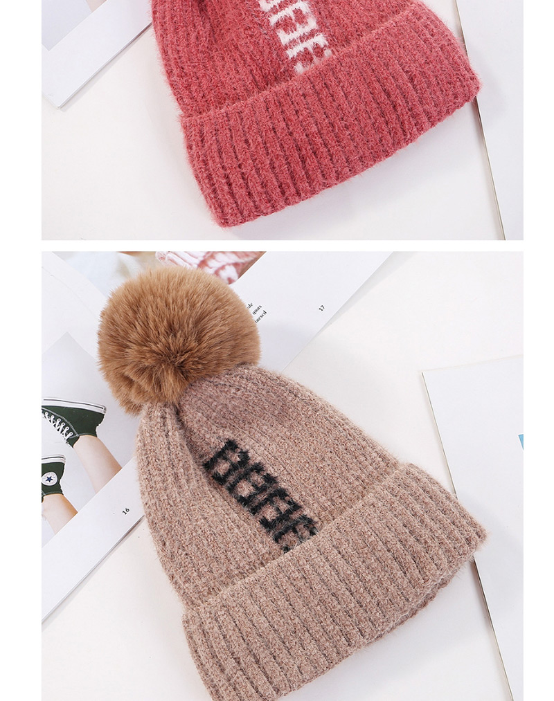 Fashion Leather Red Velvet Knitted Wool Cap,Knitting Wool Hats