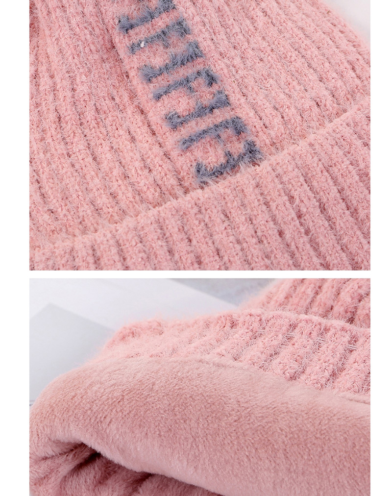 Fashion Pink Velvet Knitted Wool Cap,Knitting Wool Hats