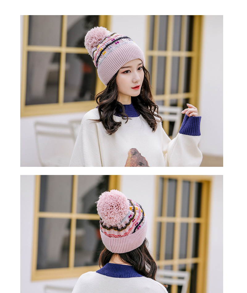 Fashion White Knitted Color Matching Wool Ball Cap,Knitting Wool Hats