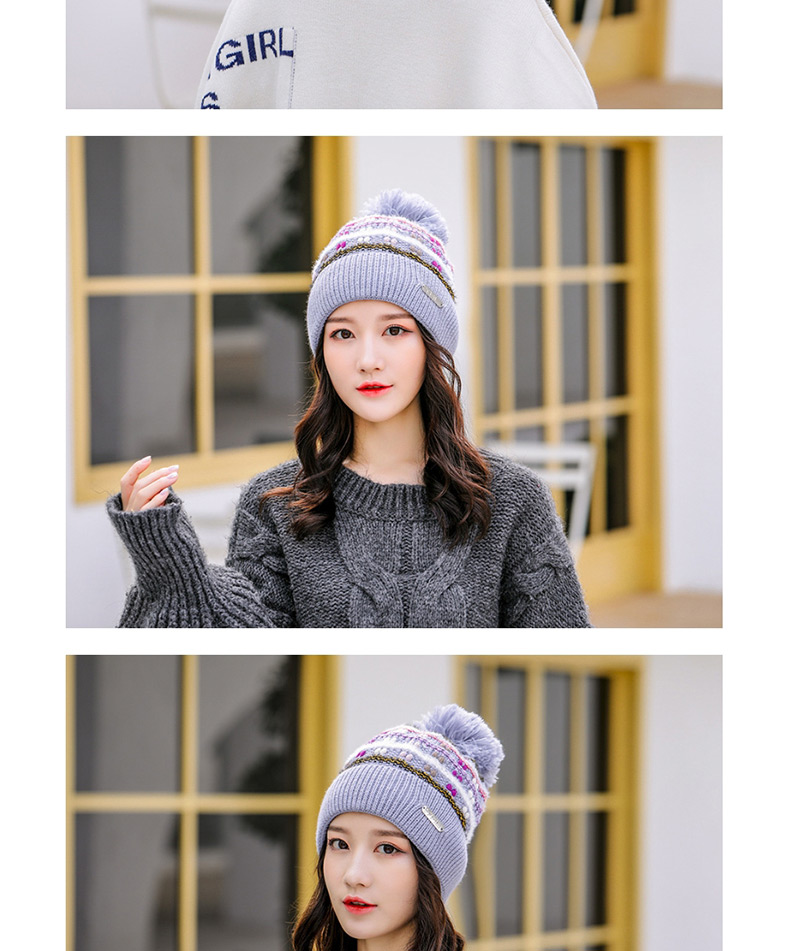Fashion Black Knitted Color Matching Wool Ball Cap,Knitting Wool Hats