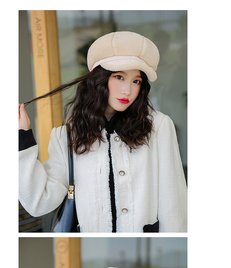 Fashion Beige Lamb Octagonal Beret,Sun Hats