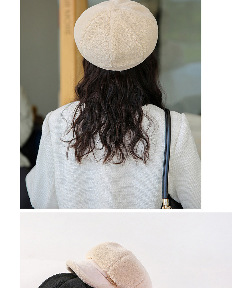 Fashion White Lamb Octagonal Beret,Sun Hats