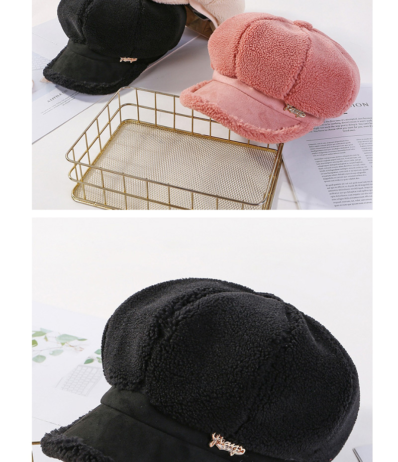 Fashion Black Lamb Octagonal Beret,Sun Hats