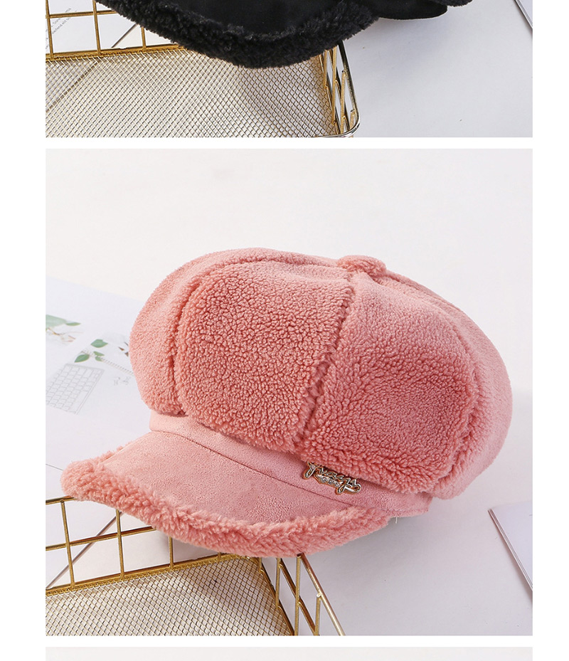 Fashion Pink Lamb Octagonal Beret,Sun Hats