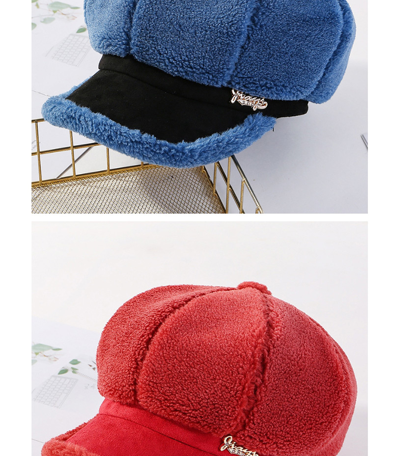 Fashion Blue Lamb Octagonal Beret,Sun Hats