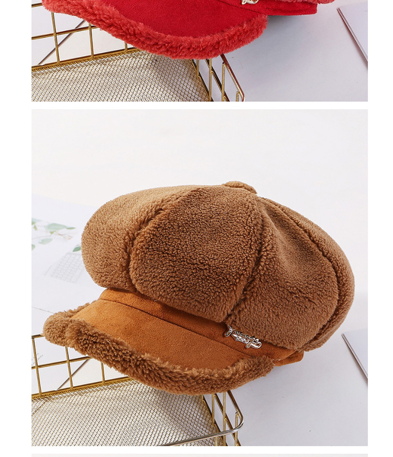 Fashion Coffee Color Lamb Octagonal Beret,Sun Hats