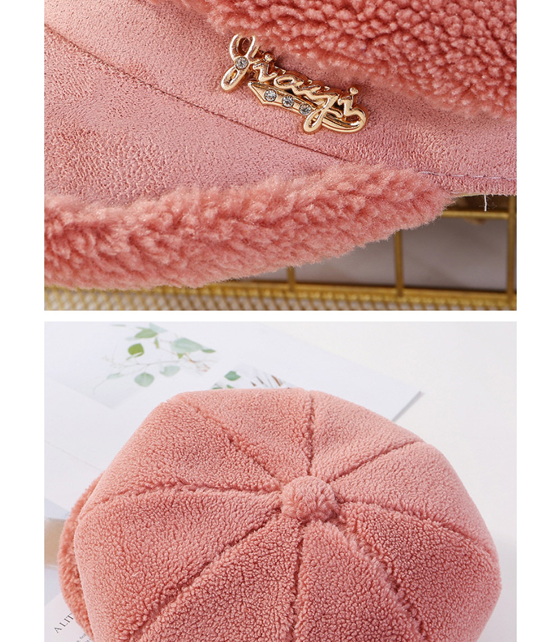 Fashion Pink Lamb Octagonal Beret,Sun Hats