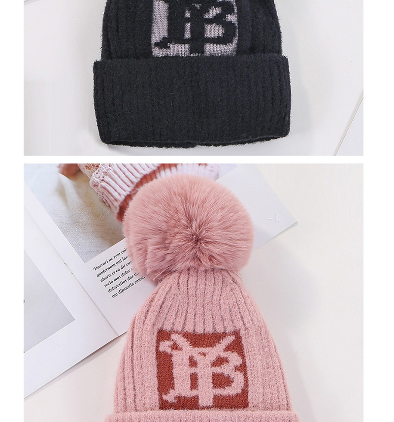 Fashion Black Plus Yb Letter Velvet Wool Cap,Knitting Wool Hats