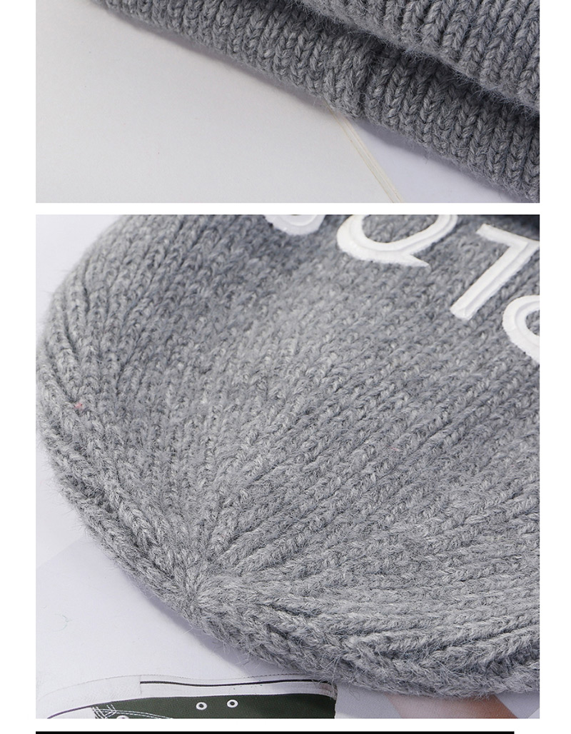 Fashion Gray Letter Knit Wool Hat,Knitting Wool Hats