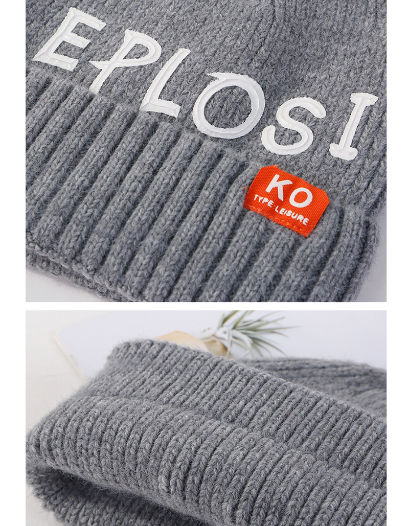 Fashion Gray Letter Knit Wool Hat,Knitting Wool Hats