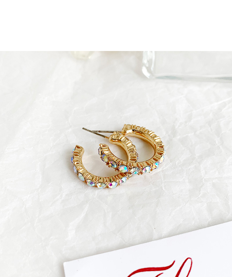 Fashion Color Alloy Diamond Round Earrings,Hoop Earrings