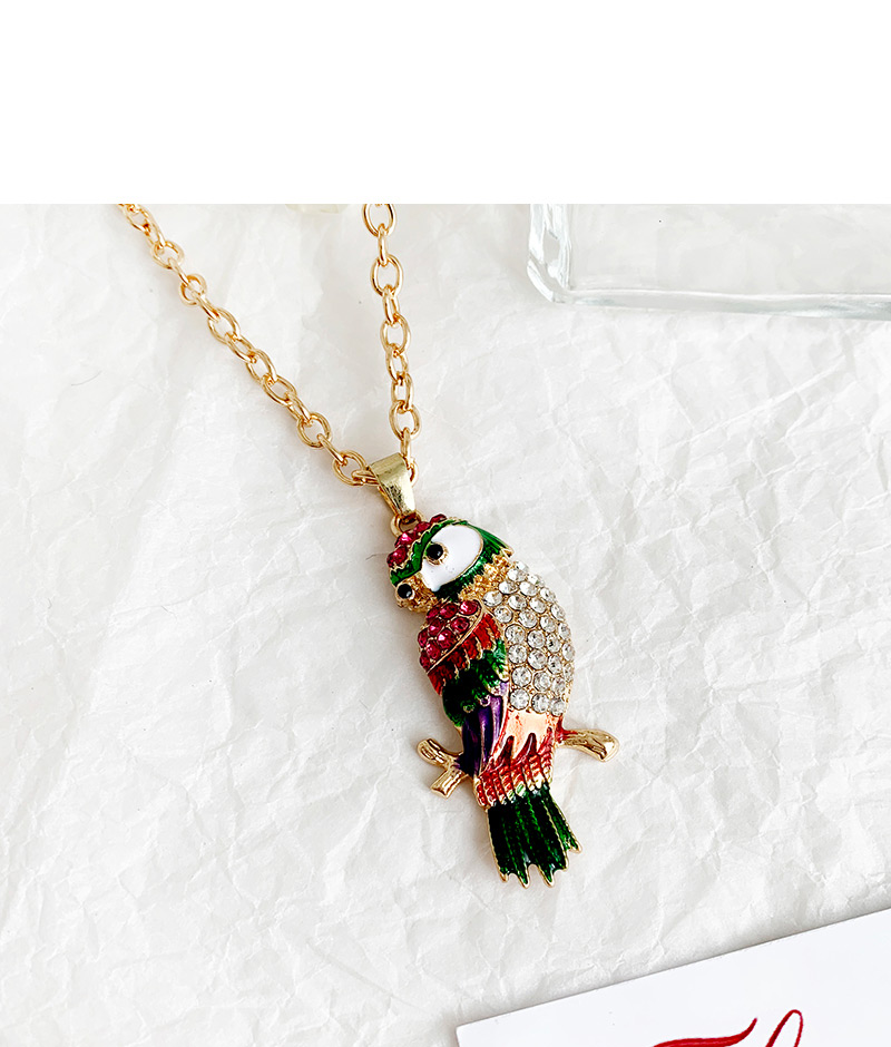 Fashion Red Alloy Diamond Parrot Necklace,Pendants