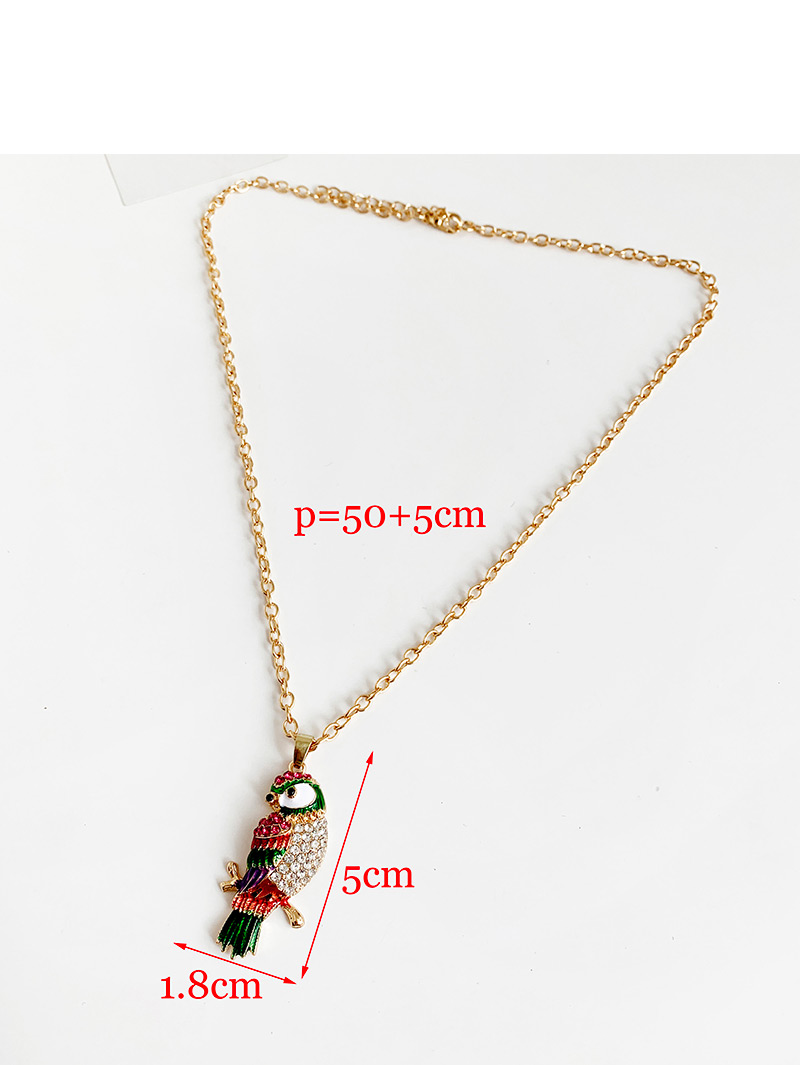 Fashion Red Alloy Diamond Parrot Necklace,Pendants